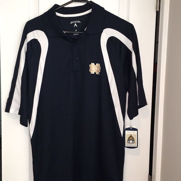 New Mens Blue/ White Notre Dame Fighting Irish Golf Polo Shirt M BCS Playoffs - Picture 1 of 3